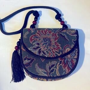 RAFEAL SANCHEZ  Botanical Leaves Textured Vintage Shoulder /Cross Body Handbag